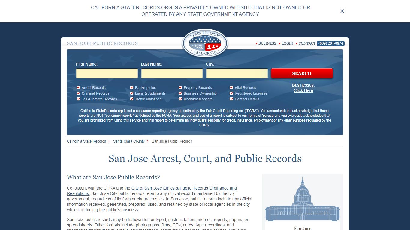 San Jose Arrest and Public Records | California.StateRecords.org